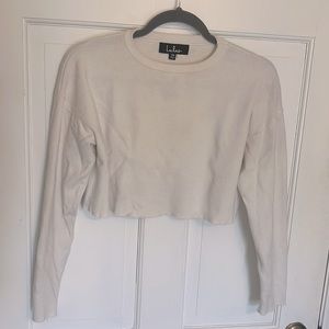 Lulus Cropped White Sweater XS